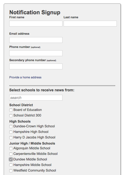 Daily Announcement Sign Up Form Daily Announcement Sign Up Form